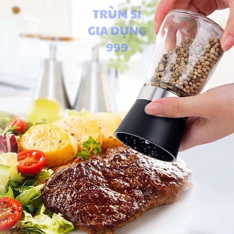 dụng cụ xay tiêu cầm tay bằng nhựa. lọ xay tiêu thủy tinh mini tiện dụng, dụng cụ xay tiêu