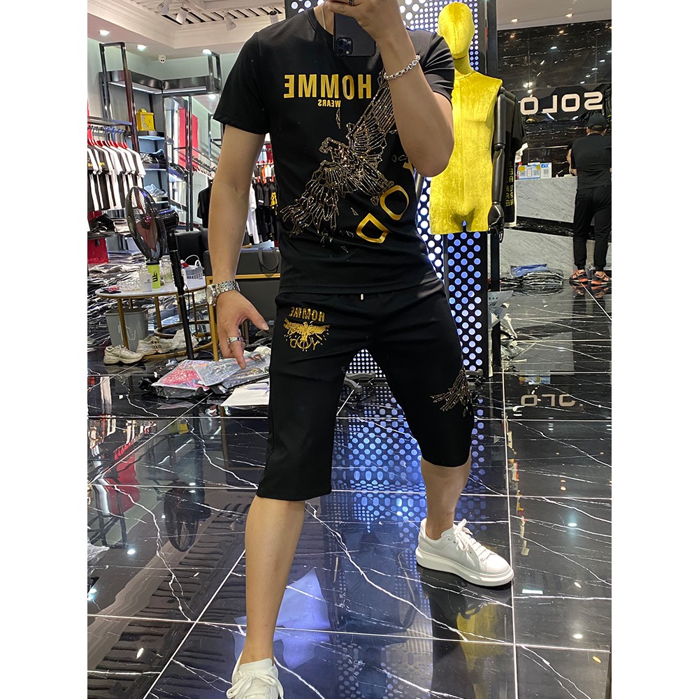 Bộ đồ thể thao nam, Bộ Mặc Nhà Thể Thao Nam Mùa Hè chất liệu thun lạnh cao cấp mềm mịn thoáng mát hình đại bàng cực chất | BigBuy360 - bigbuy360.vn