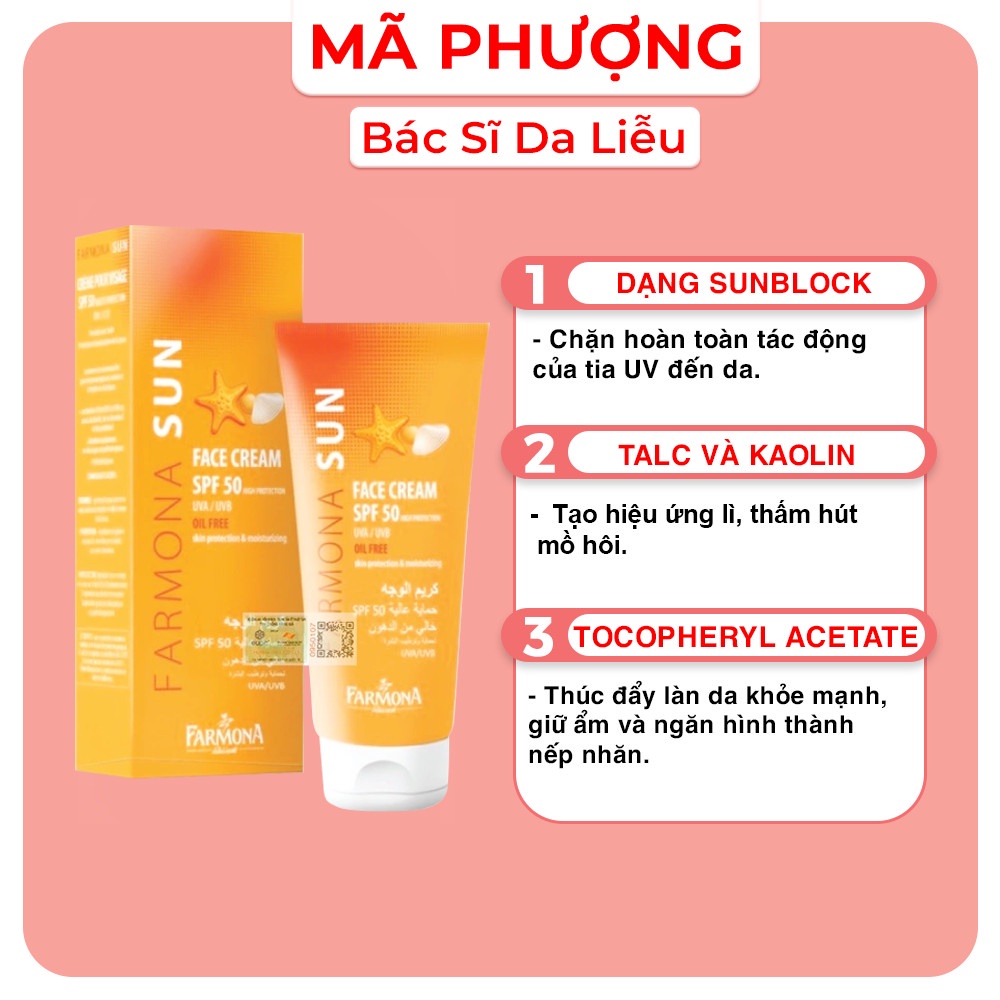 Kem Chống Nắng Da Dầu FARMONA SUN FACE CREAM SPF 50 OIL FREE