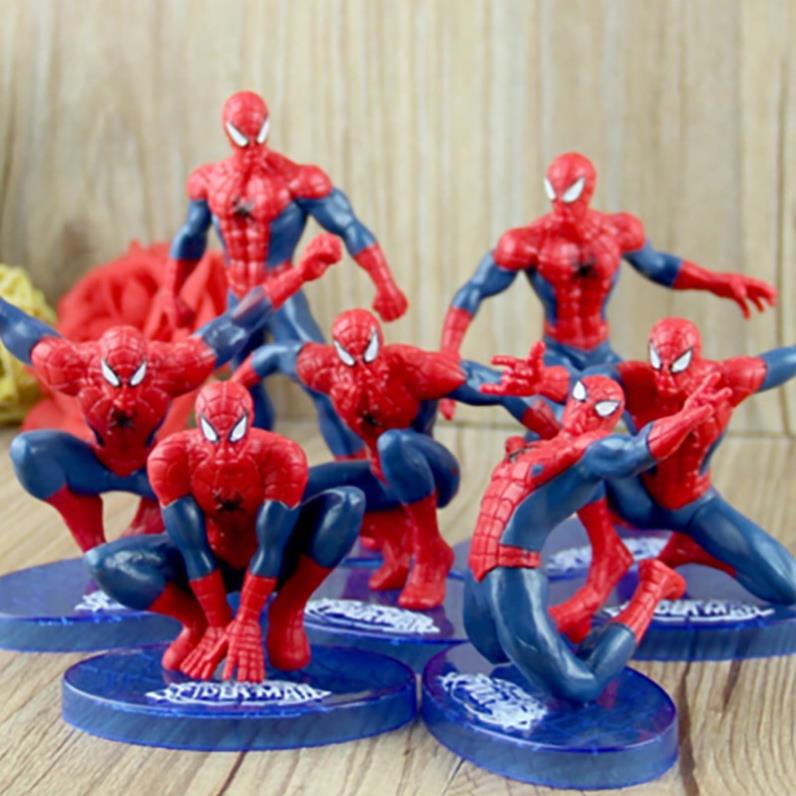 E Nhật Bản nhập khẩu mới nhựa người nhện bảy mảnh đồ trang trí làm bằng tay Avengers chơi nhà trẻ em