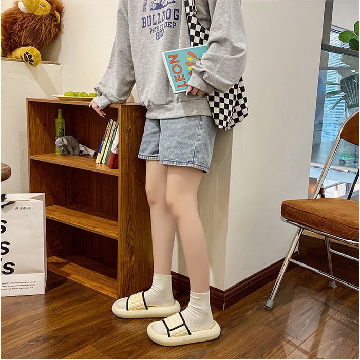 Dép nam nữ bánh mì cao cấp quai ngang thời trang đi êm nhẹ đế cao chống trượt cho học sinh sinh viên