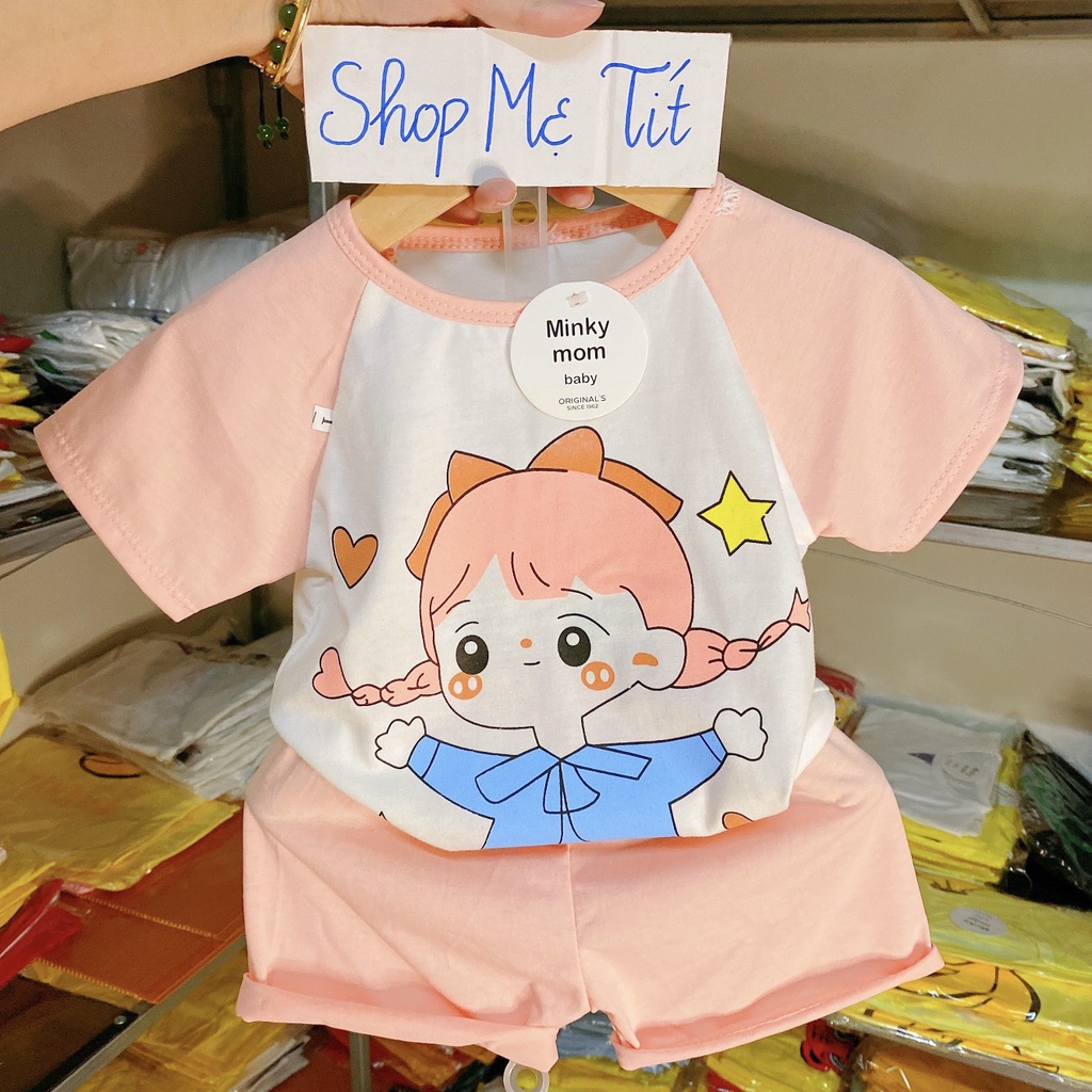 (ẢNH THẬT) Bộ cotton in hình bé gái xinh xắn ❤️