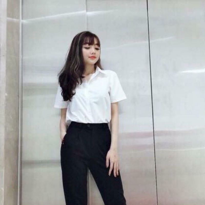 [SIÊU RẺ] [HÀNG THIẾT KẾ] SƠ MI TRẮNG CỘC TAY