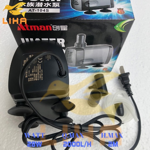 Máy Bơm Nước Atman AT-104S (28W-2000L/H-2M) - Máy Lọc Nước Cho Hồ Cá Cảnh