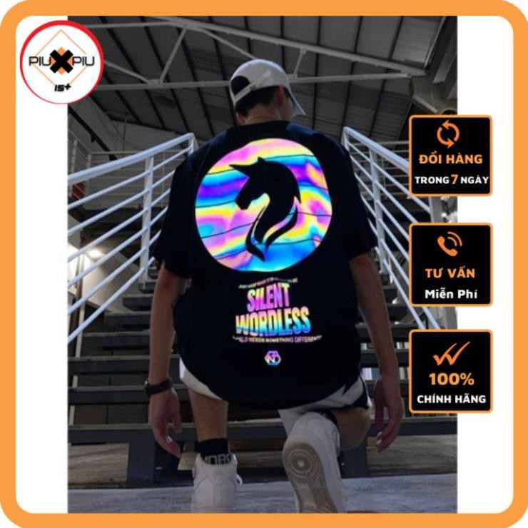 Áo Phông Nam, Nữ Dạ Quang Đa Sắc Cotton 4 Chiều Co Giãn Tốt Unisex Unicorn Slient Worlless 2021