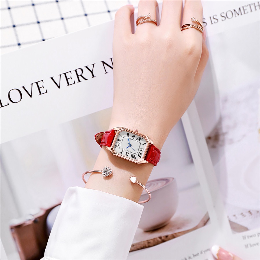 Đồng Hồ Nữ Dây Da Mặt Chữ Nhật Thời Trang