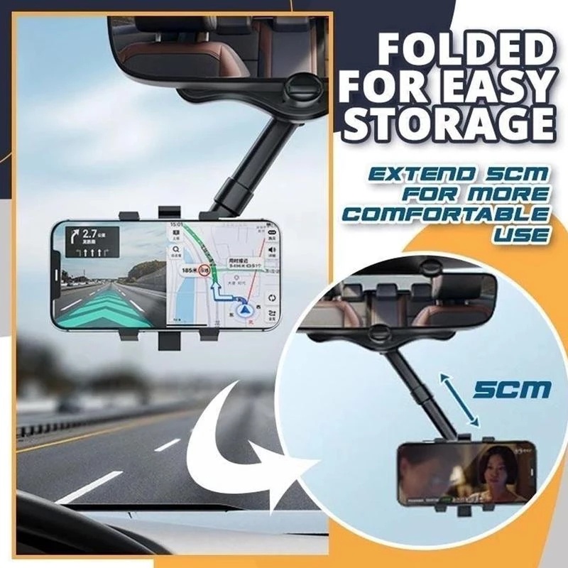 360° Giá Đỡ Điện Thoại Gắn Gương Chiếu Hậu Xe Hơi Xoay Linh Hoạt Tùy Chỉnh DVR/GPS Tiện Dụng