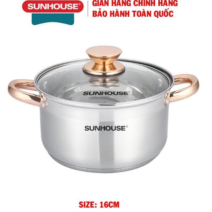NỒI 5 ĐÁY SUNHOUSE Sizs :16 cm Dùng Cho Mọi Loại Bếp