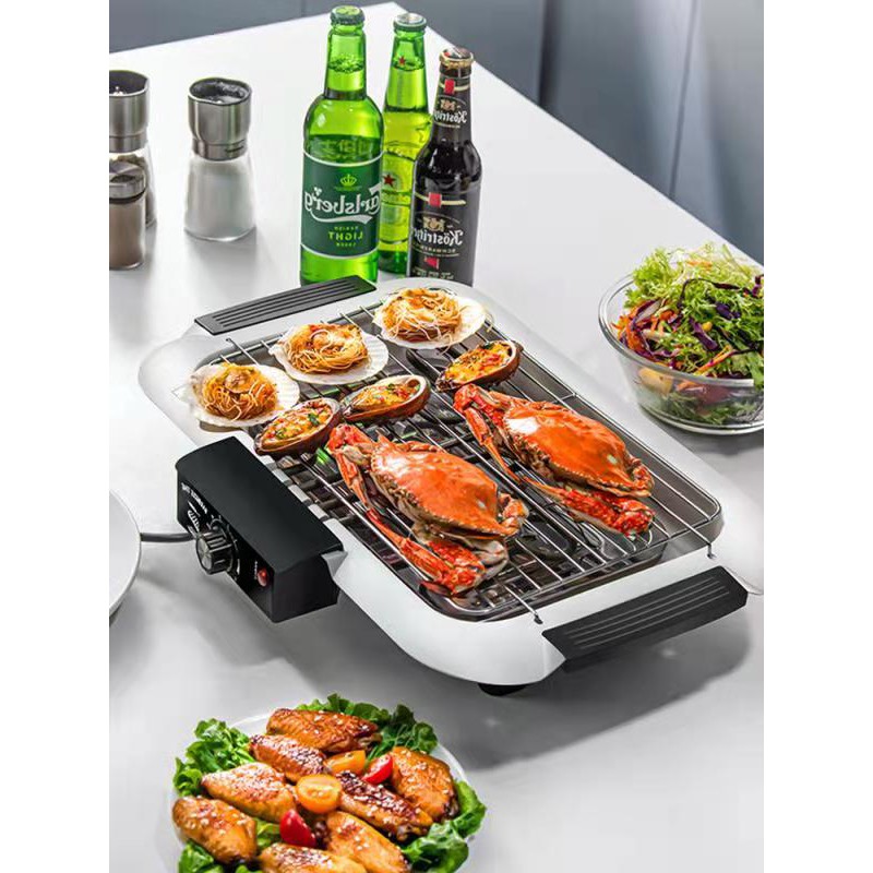 <BH 1 năm>BẾP NƯỚNG ĐIỆN KHÔNG KHÓI ELECTRIC BARBECUE GRILL (Vàng 2000w)(bán buôn - bán lẻ)