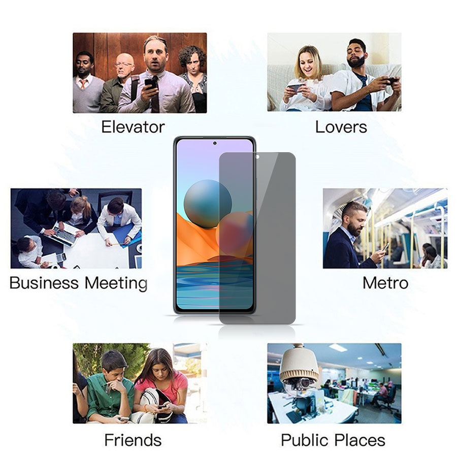 Kính cường lực chống nhìn trộm cho Xiaomi Mi Redmi Note 10 10S 12 12S Pro Poco X3 X5 NFC F3 F4