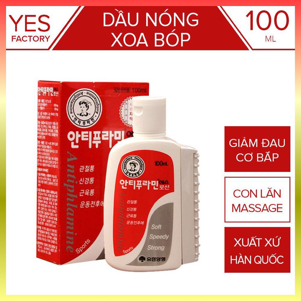 FREESHIP TOÀN QUỐC - DẦU NÓNG XOA BÓP ANTIPHLAMINE HÀN QUỐC 100ML