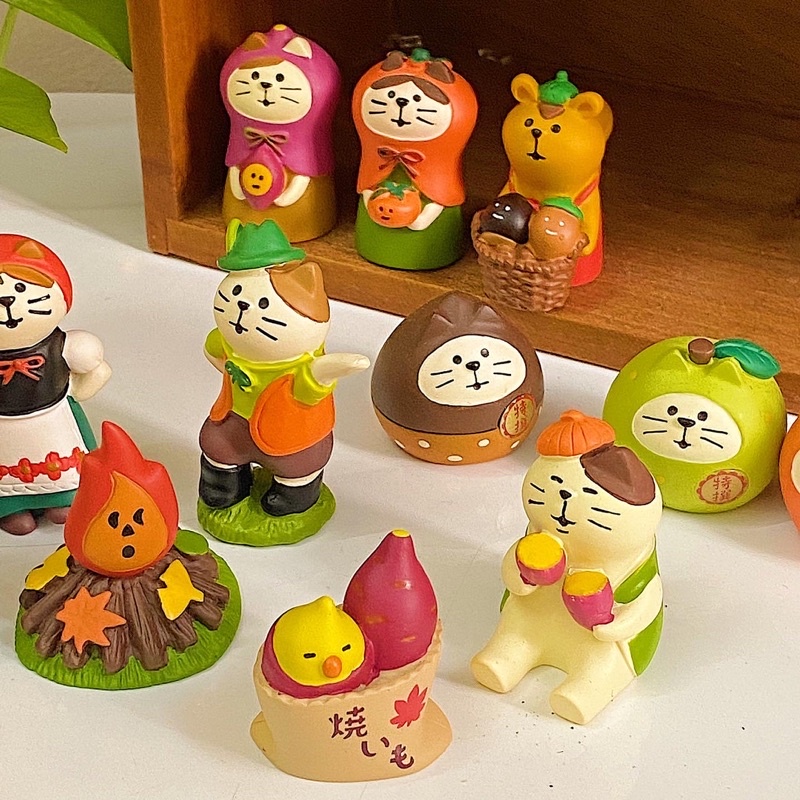 Mô hình mèo chủ đề mùa khoai lang, hạt dẻ