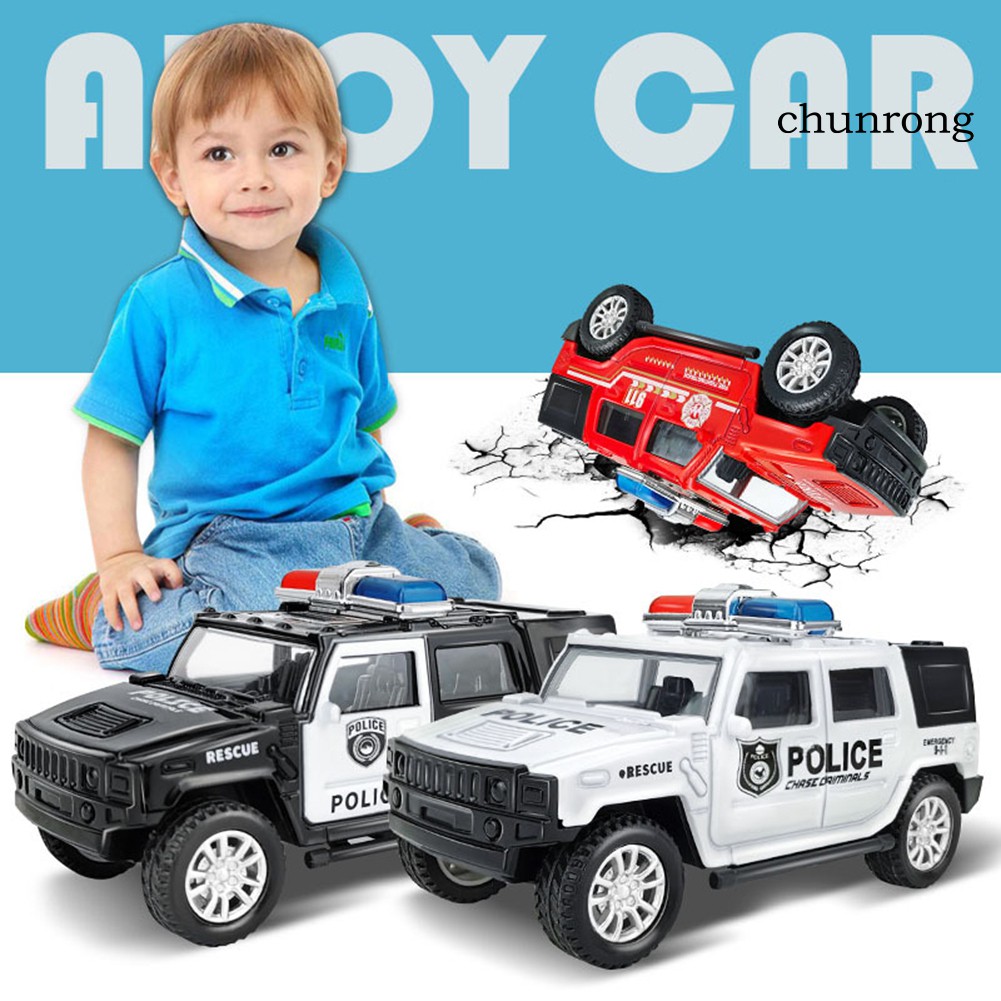 CR+1/36 Simulation Police Car Vehicle Pull Back Truck Model Kids Toy Christmas Gift
