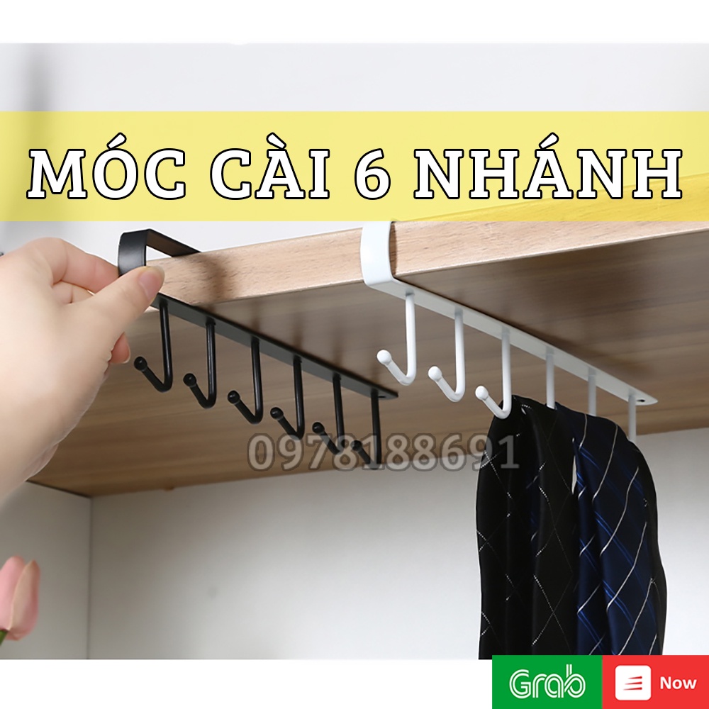 Thanh Treo Đồ Cài Tủ 6 Nhánh Bằng Thép Không Gỉ - Móc Cài Tủ 6 Nhánh