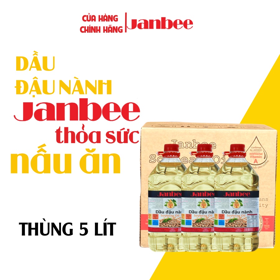 Thùng Dầu Đậu Nành Janbee 5L - 4 Chai