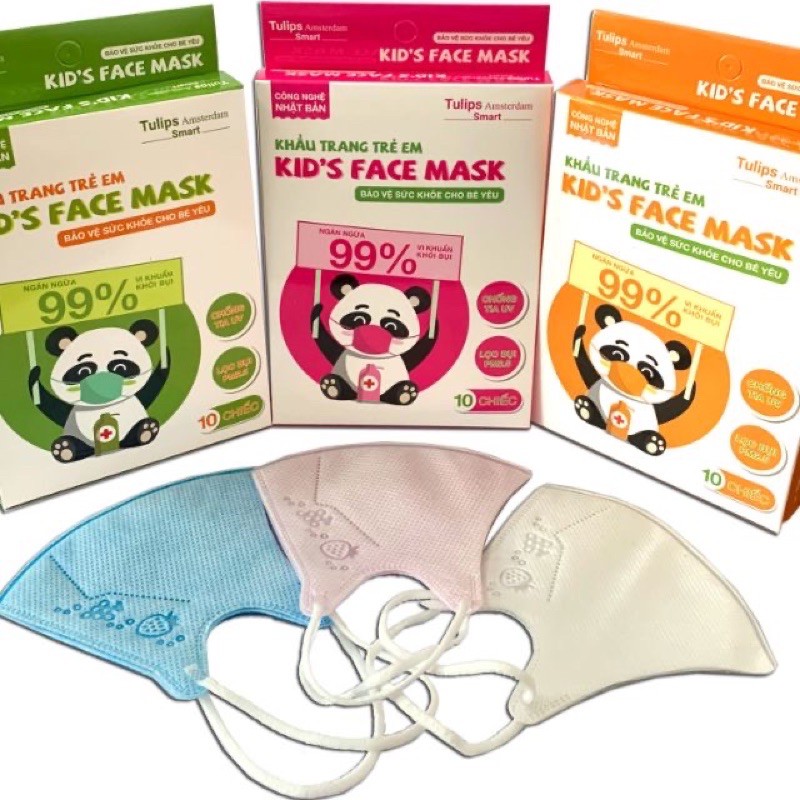 Hộp 10 Chiếc Khẩu Trang Gấu Trúc Dành cho Trẻ Em 3d kids face mask