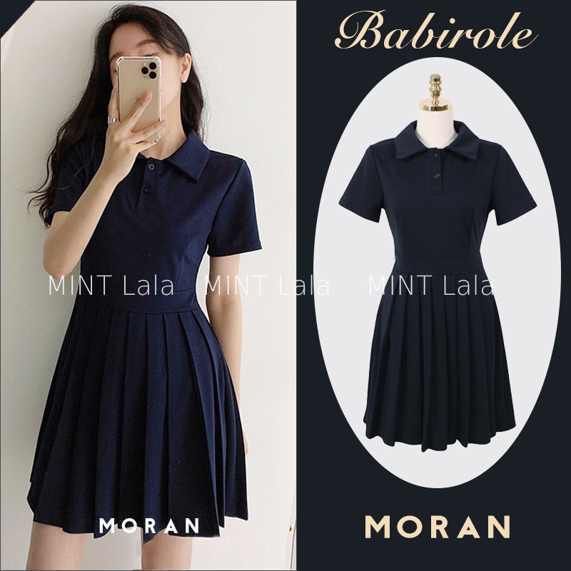 Váy Đầm Liền Xếp Ly Polo MORAN Cho Nữ Phom Đẹp - HÀNG SẴN