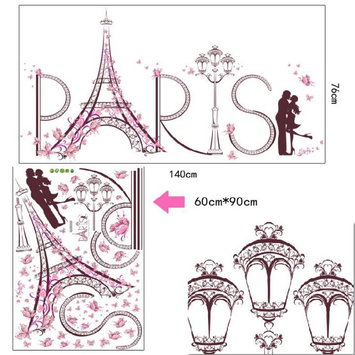 Decal dán tường Paris tình yêu - MSP: DKN045