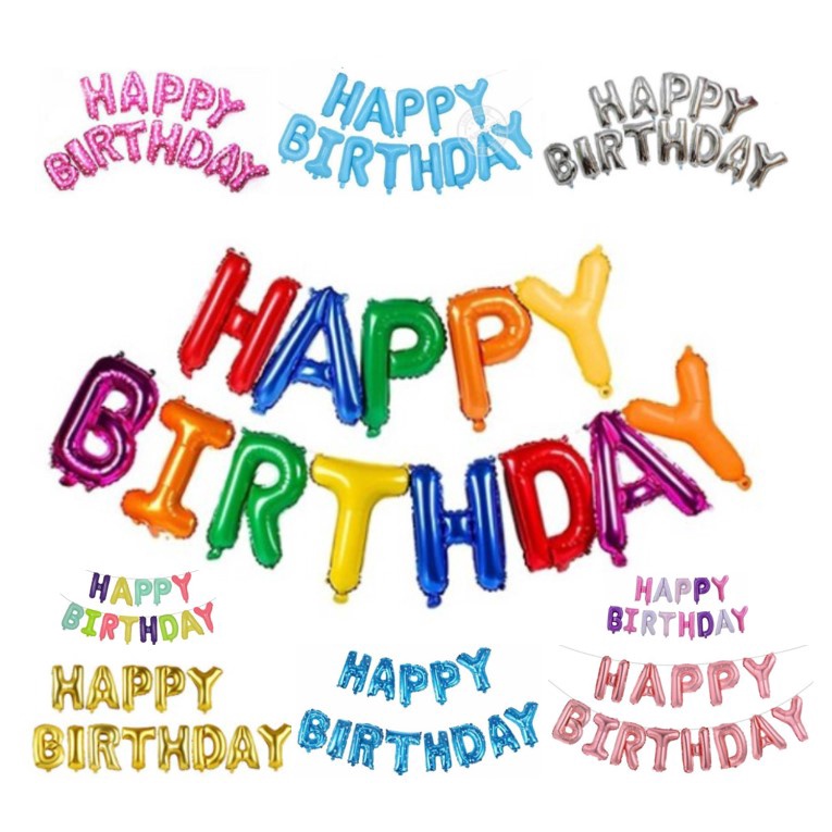 Bong Bóng Nhôm chữ Happy birthday trang trí sinh nhật cao 40 cm, Phụ kiện bong bóng trang trí sinh nhật trang trí tiệc