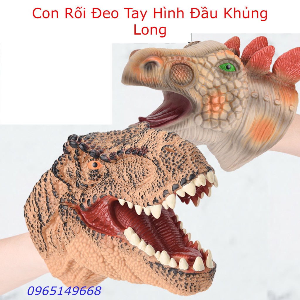 (Hàng Sẵn) Con Rối Đeo Tay Hình Đầu Khủng Long Bằng Cao Su Mềm Vui Nhộn Cho Bé