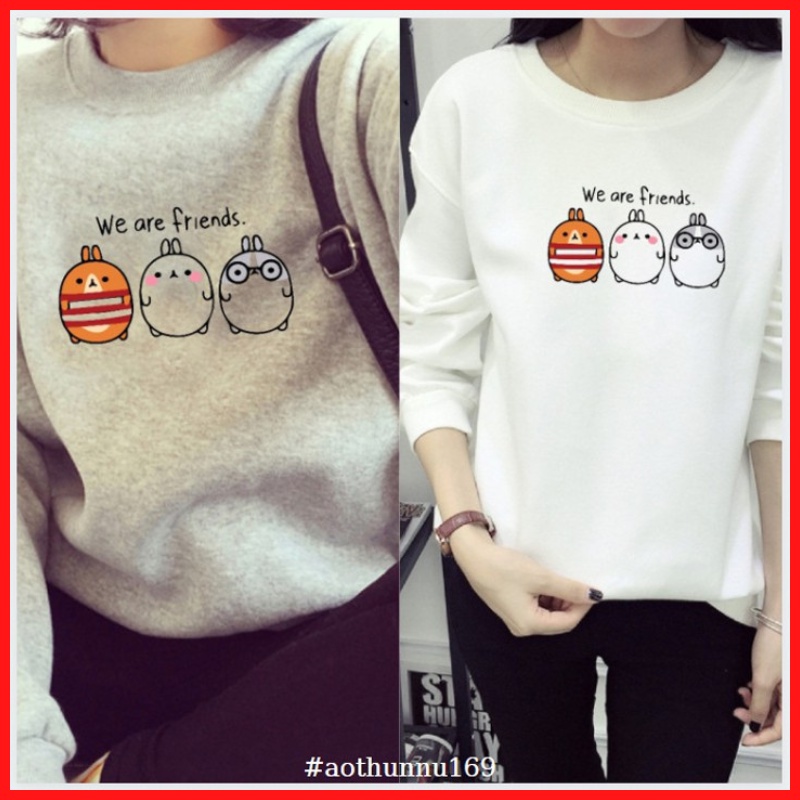 Áo Thun Nữ Sweater Vây Cá Tay Dài Bo In 3 Con Heo DLX