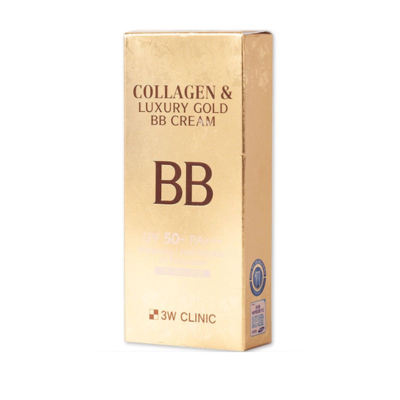 Kem nền trang điểm 3W Clinic Collagen &amp; Luxury Gold BB Cream SPF50+ PA+++ 50ml Hàn Quốc