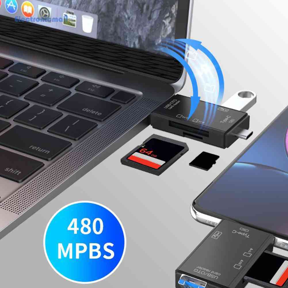 Đầu Đọc Thẻ Nhớ OTG USB 3.0 Type-C 6 Trong 1 Mall01.vn