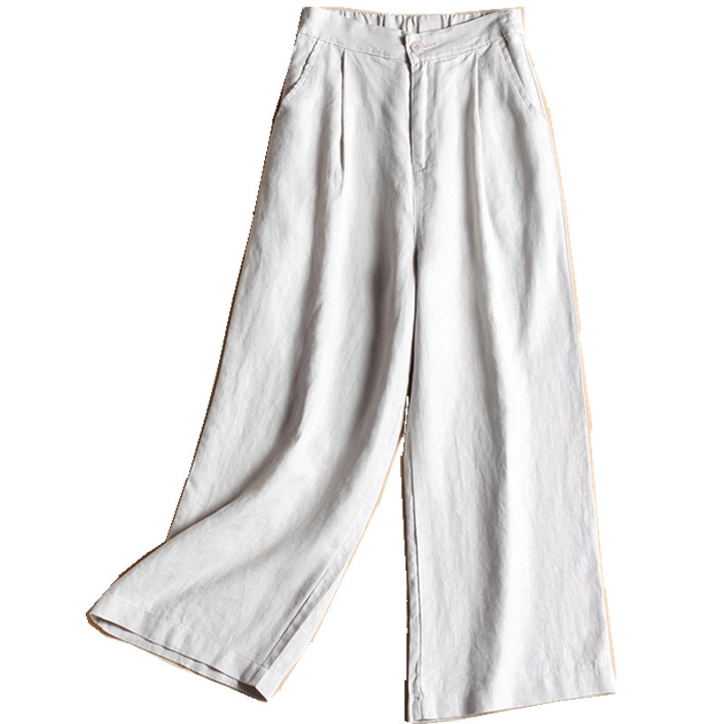 IELGY   Quần Vải Lanh Cotton Mỏng Ống Rộng Đa Năng