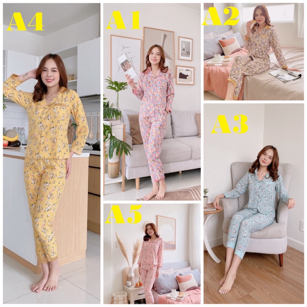 đồ bộ mặc nhà nữ tay dài ,sét ngủ pyjama lụa loại 1 cao cấp