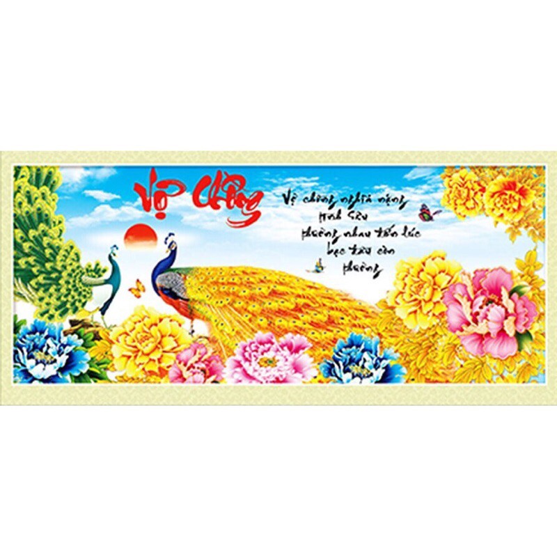 Tranh đính đá Vợ Chồng LV138 (106x50) chưa đính