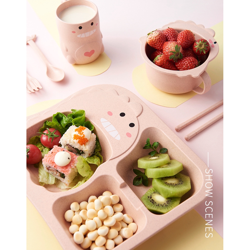 Bộ 6 Dụng Cụ Ăn Chống Rơi Họa Tiết Hoạt Hình Dễ Thương Cho Bé