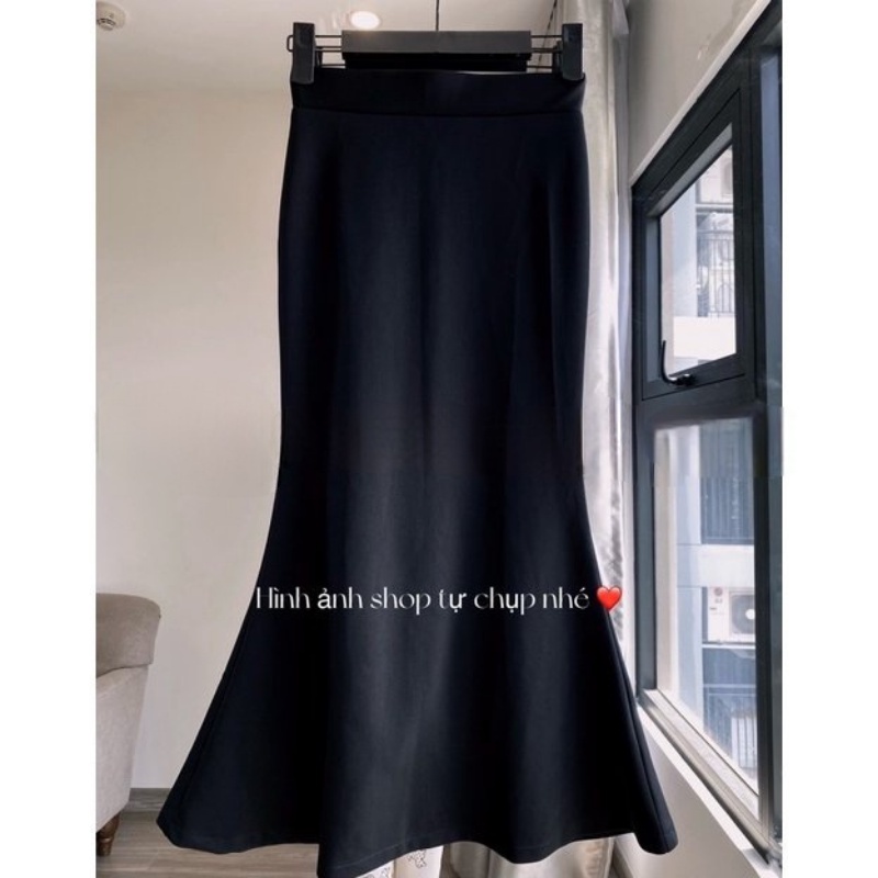 Chân váy đuôi cá dáng dài ôm body màu đen có bigsize chất cotton loại 1 co giãn 4 chiều siêu hách dáng CV31