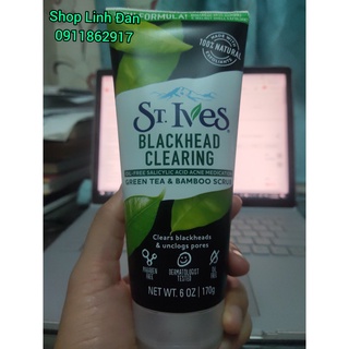 (CÓ TEM PHỤ-2025) SỮA RỬA MẶT TRÀ XANH TẨY TẾ BÀO CHẾT ST.IVES BLACKHEAD CLEARING HÀNG MỸ 170G NHẬP KHẨU CHÍNH HÃNG