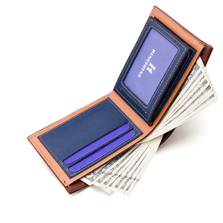 Ví da nam [HÀNG HIỆU] Bóp Ví Nam HENGSHENG Cao Cấp Nhiều Ngăn Đựng Tiền Thẻ Card Phong Cách Lịch Lãm Màu Đen, Nâu &lt; ..