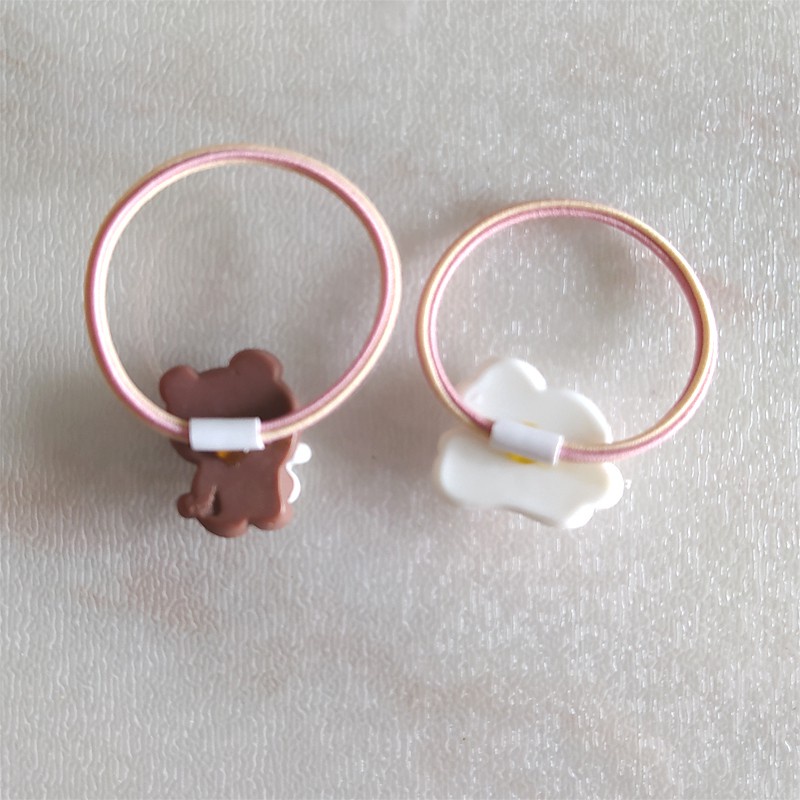 Set 2 Dây Cột Tóc Co Giãn Hình Gấu / Thỏ Dễ Thương Cho Bé Gái
