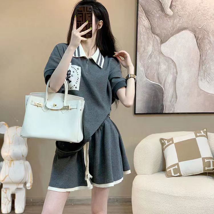 Bộ Trang Phục Hai Mảnh Áo Cổ Bẻ + Quần Short Phong Cách Hàn Quốc Thời Trang Mùa Hè Hàng Mớ i2024 Dành Cho Bạn Nữ