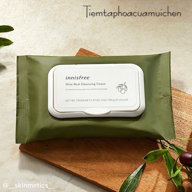 [Cam kết chính hãng] Khăn giấy tẩy trang Innisfree Olive Real Cleansing Tissue