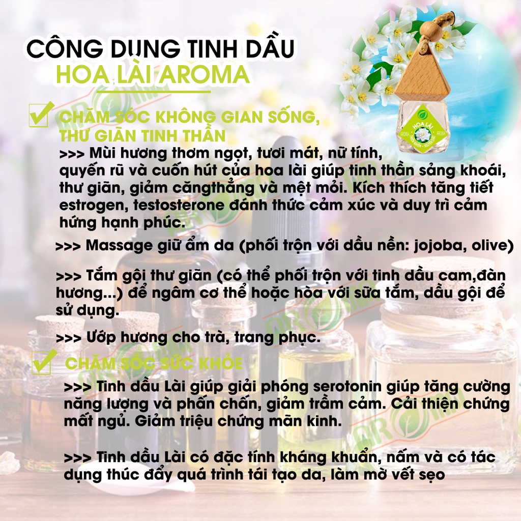 Tinh dầu Hoa lài Aroma Jasmine essential oil, tinh dầu thơm phòng, đánh thức cảm xúc ngọt ngào