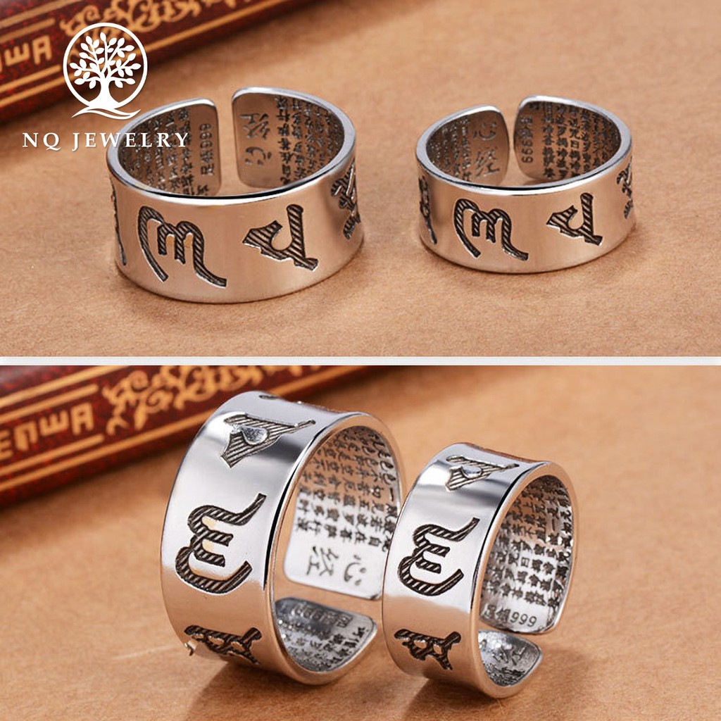 Nhẫn hợp kim mạ khắc lục tự đại minh chú và bát nhã tâm kinh - NQ Jewelry