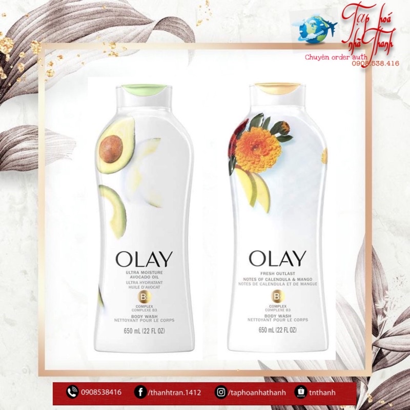 [Săn Sale 50% chai 650ml] SỮA TẮM OLAY MỸ DƯỠNG TRẮNG, DƯỠNG ẨM, CHỐNG LÃO HOÁ DA