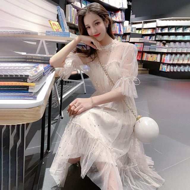 Đầm MIDI Đính Kim Sa Phong Cách Hàn Quốc Dành Cho Nữ Sinh