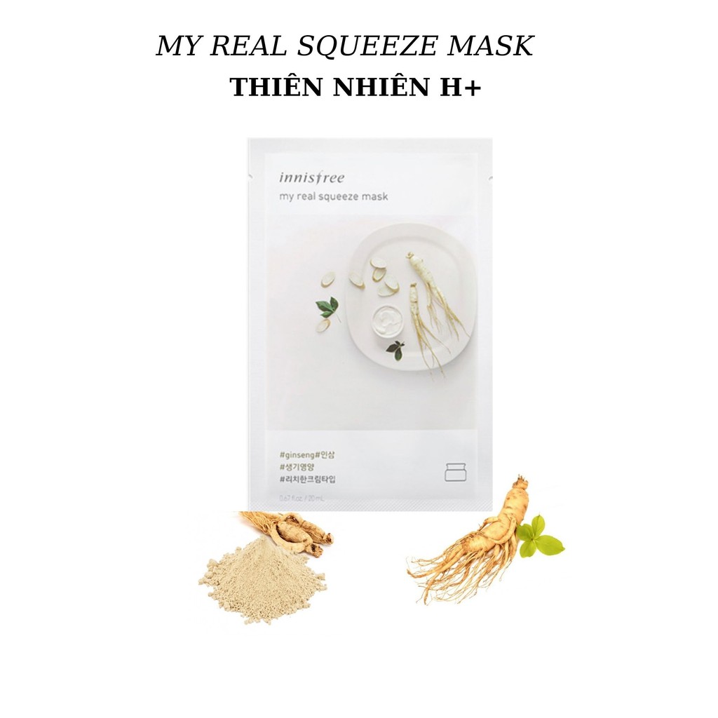 Combo 5 mặt nạ nhân sâm innisfree Hàn Quốc 20 ml - My real squeeze mask