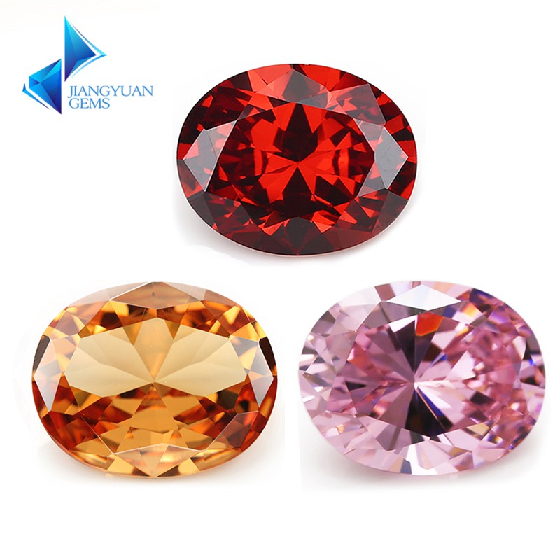 Đá Zirconia Hình Oval Kích Thước 2x3~13x18mm, Màu Sâm Panh, 5A CZ