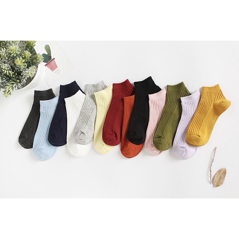 Vớ Tất Nam Nữ Ngắn Trơn 25 Tất Cổ Thấp Cotton Trơn Cá Tính Phong Cách Đường Phố Hot Trend Vớ Ngắn Cổ Ulzzang