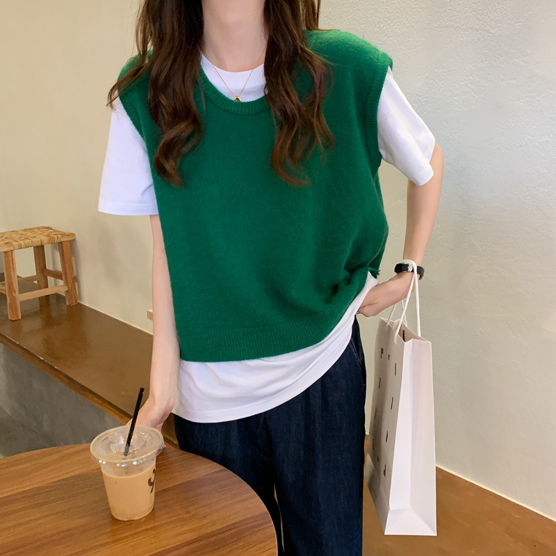 Áo khoác dệt kim sát nách dáng ngắn nhiều màu sắc dễ thương | BigBuy360 - bigbuy360.vn