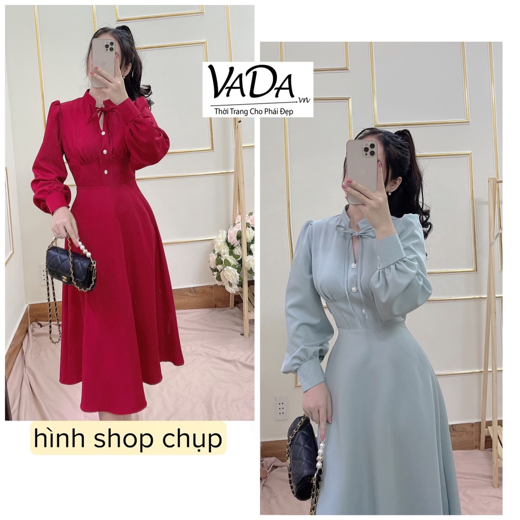 Đầm dự tiệc cưới ,diện noel, mặc tết  2 màu ĐỎ , Xanh Mint xinh xắn - Thời Trang VADA (Đ510) | BigBuy360 - bigbuy360.vn