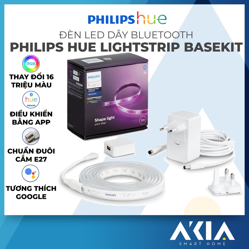 Dây đèn LED Thông Minh Philips Hue Lightstrip Plus - Đèn led dây dán tường 2 mét, Phiên bản 16 triệu màu, BH 2 Năm