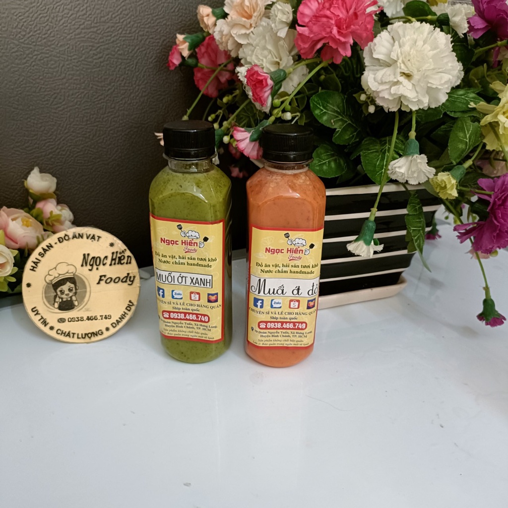 Combo 2 chai muối ớt xanh, muối ớt đỏ 300ml, NGỌC HIỂN FOODS