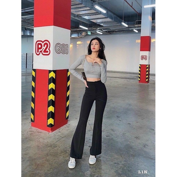 Quần tây công sở nữ ống loe ống đứng vải tuyết mưa