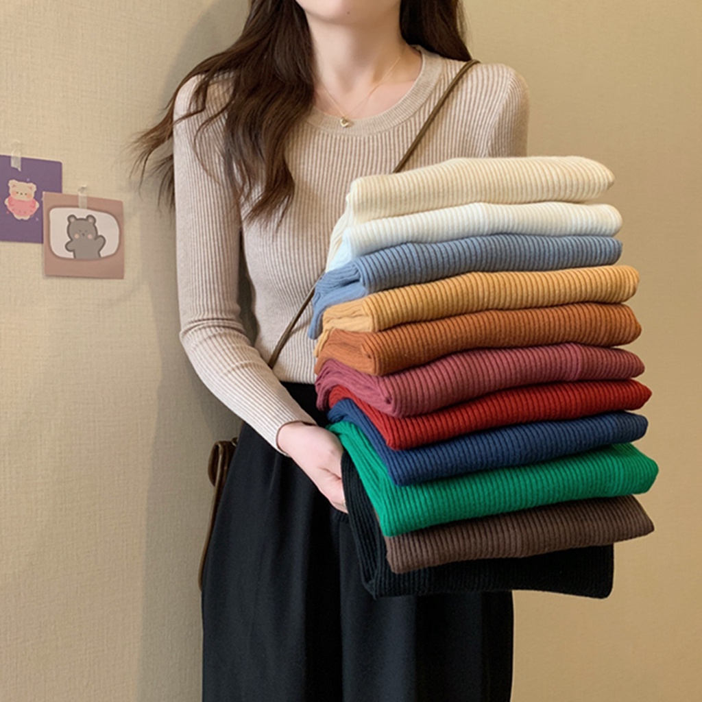 Áo Dệt Kim Nữ Tay Dài Dáng Ôm Thời Trang Thu Đông 57945